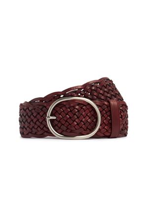 4+4 oval buckle woven leather belt DRAGON DIFFUSION | 6060DGS5MATBORDO